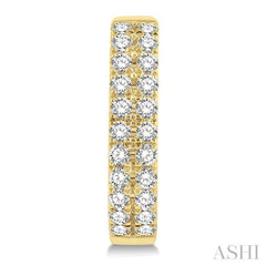 1/3 Ctw Twin Row Round Cut Diamond Petite Fashion Huggie Earrings in 14K Yellow Gold