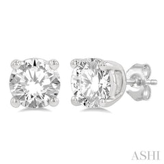 1 Ctw Round Cut Diamond Stud Earrings in 14K White Gold