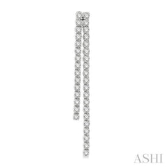 1 3/4 Ctw Twin Line Round Cut Diamond Tennis Earrings in 14K White Gold