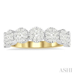 1 Ctw Jointed Circular Mount Lovebright Diamond Cluster Band in 14K Yellow and White Gold