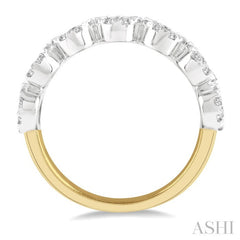 1 Ctw Jointed Circular Mount Lovebright Diamond Cluster Band in 14K Yellow and White Gold