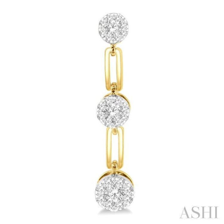 3/4 Ctw Lovebright Round Cut Diamond Paperclip Link Earrings in 14K Yellow and White Gold