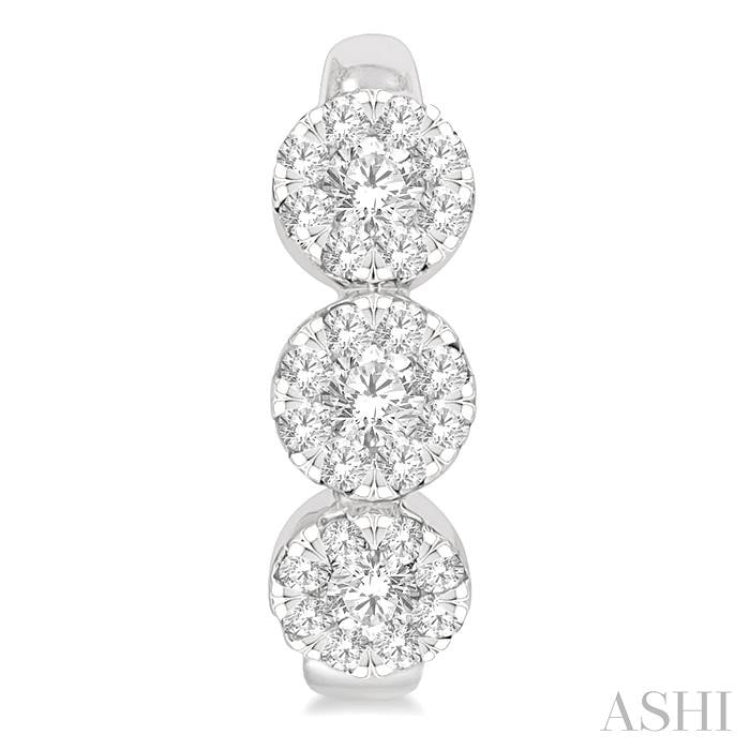 3/8 Ctw Lovebright Round Cut Diamond Half Hoop Earring in 14K White Gold