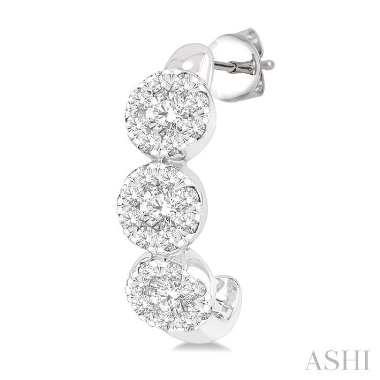 3/8 Ctw Lovebright Round Cut Diamond Half Hoop Earring in 14K White Gold