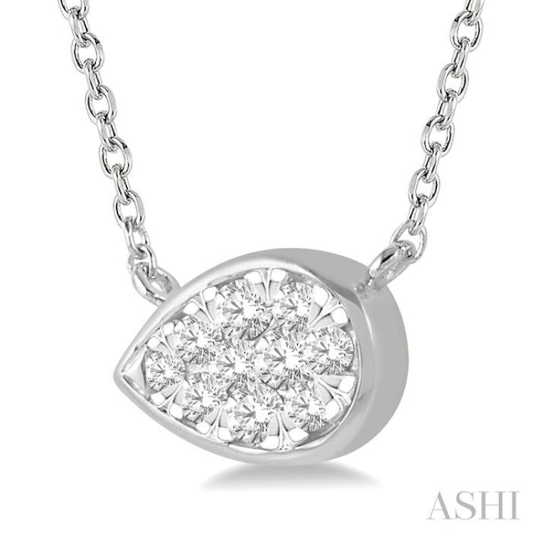 1/6 Ctw Pear Shape Lovebright Diamond Pendant With Chain in 14K White Gold