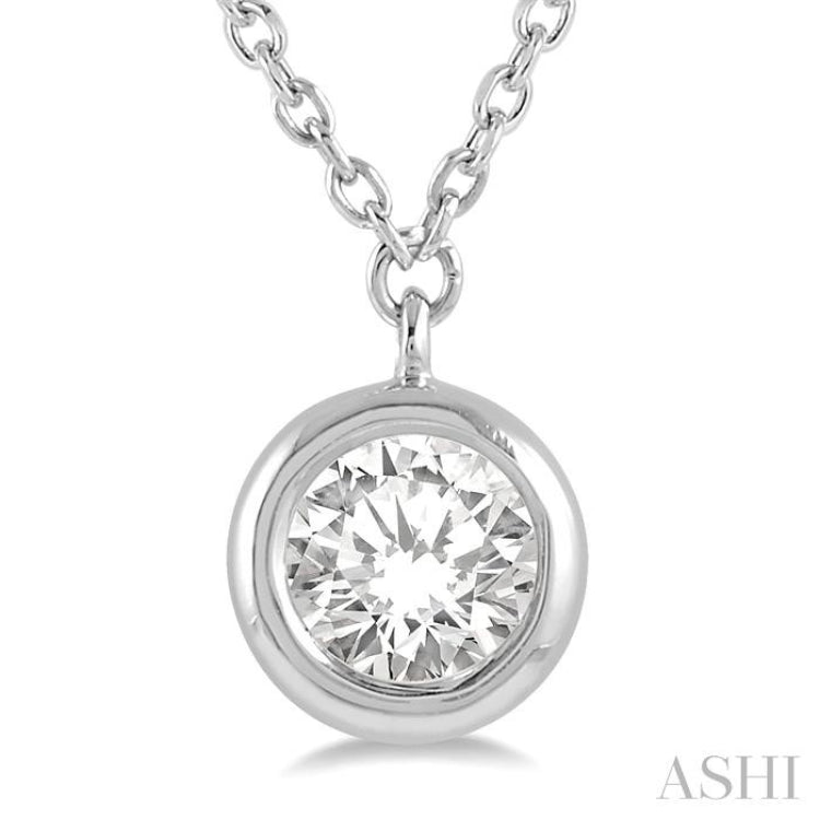3/8 Ctw Round Cut Diamond Pendant With Chain in 14K White Gold