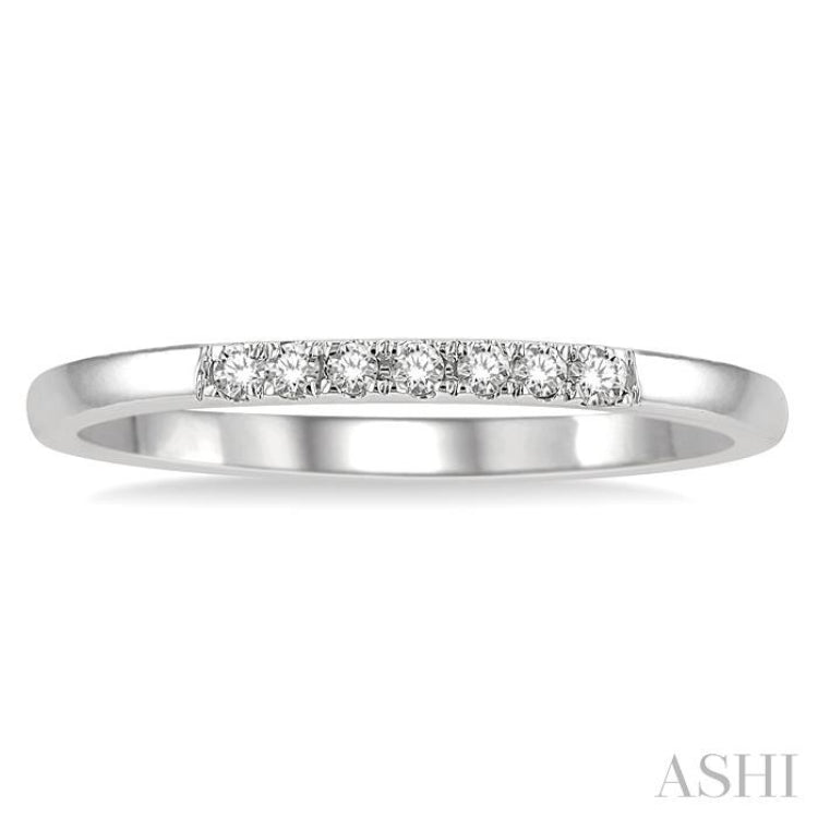 1/10 Ctw Straight Row Center Single Cut Diamond Stackable Fashion Petite Band in 10K White Gold