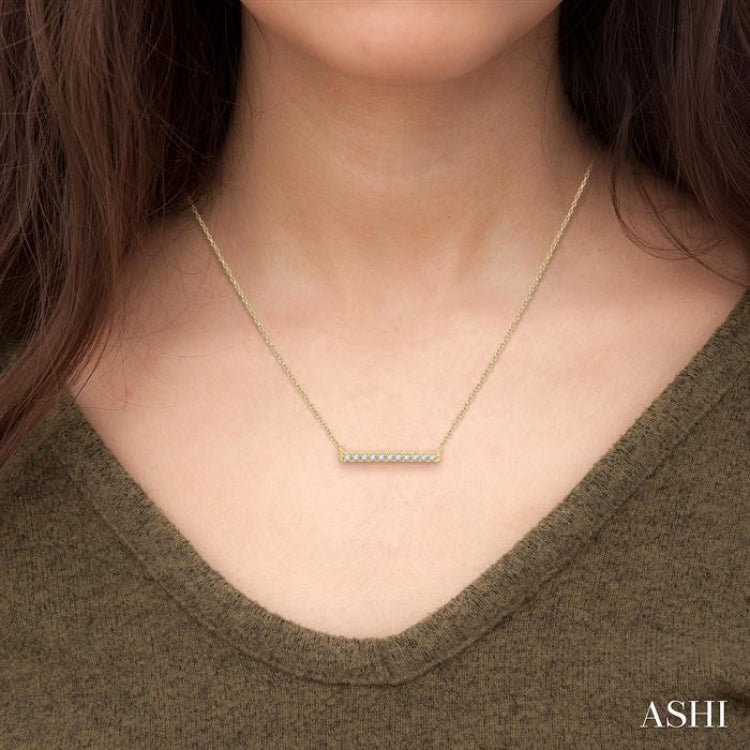 1/8 Ctw Bar Single Cut Diamond Petite Necklace in 10K Yellow Gold