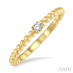 1/20 Ctw Ball Bead Shank Round Cut Bead Bijoux Diamond Petite Promise Ring in 10K Yellow Gold