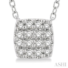 1/8 Ctw Cushion Shape Round Cut Diamond Petite Fashion Pendant With Chain in 10K White Gold