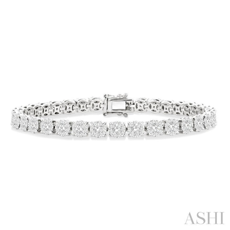 5 Ctw Round Cut Diamond Lovebright Tennis Bracelet in 14K White Gold
