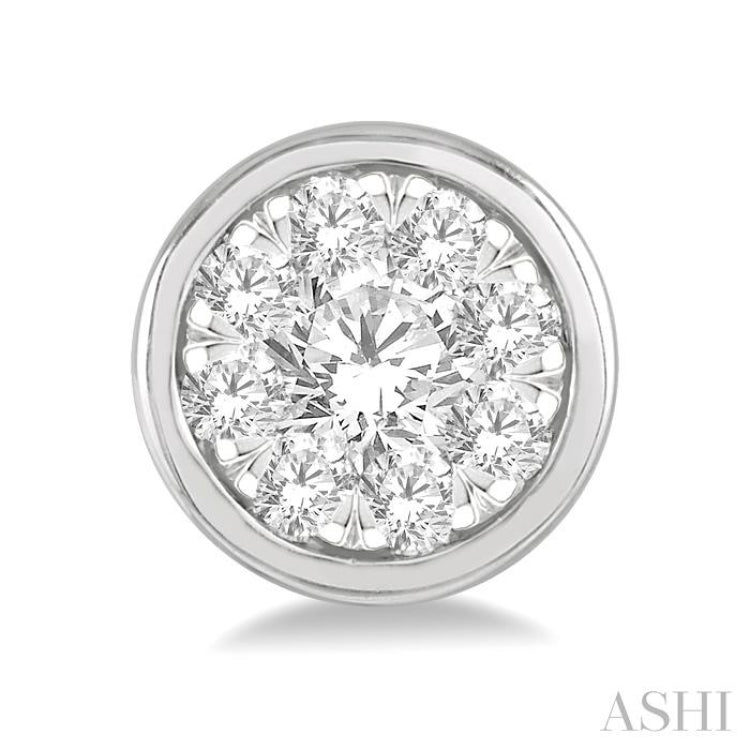 1/3 Ctw Lovebright Round Cut Diamond Bezel Stud Earrings in 14K White Gold