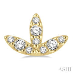 1/10 Ctw Tri Leaf Round Cut Diamond Petite Earrings in 10K Yellow Gold