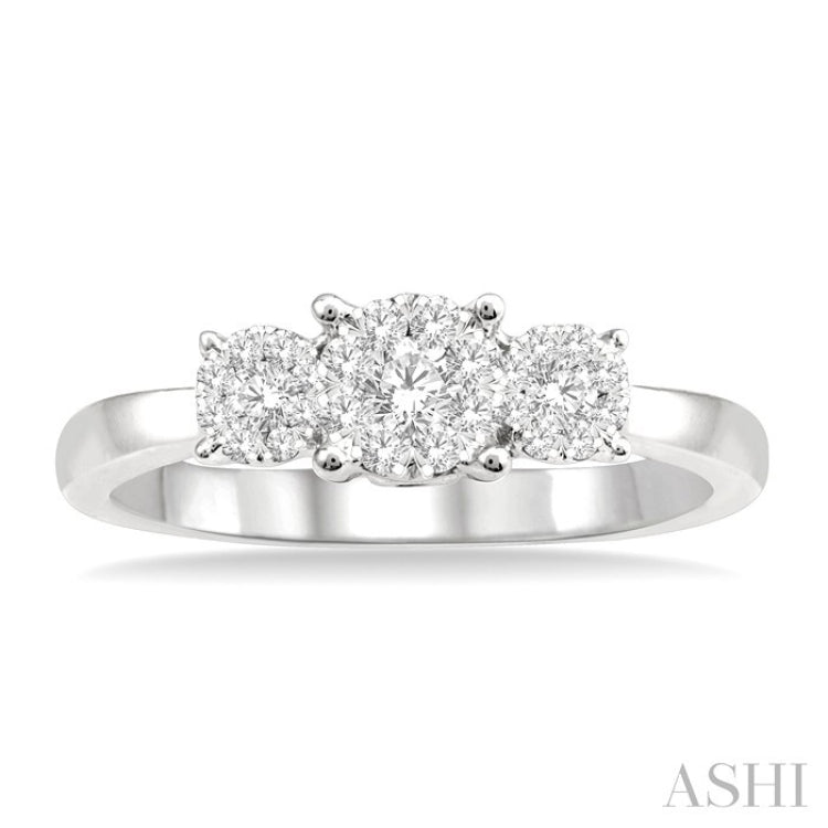 1/3 Ctw Lovebright Round Cut Diamond Ring in 14K White Gold