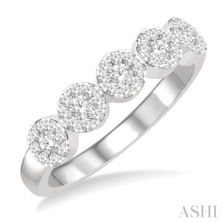 1/2 Ctw 5-Stone Lovebright Round Cut Diamond Ring in 14K White Gold