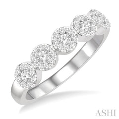 1/2 Ctw 5-Stone Lovebright Round Cut Diamond Ring in 14K White Gold