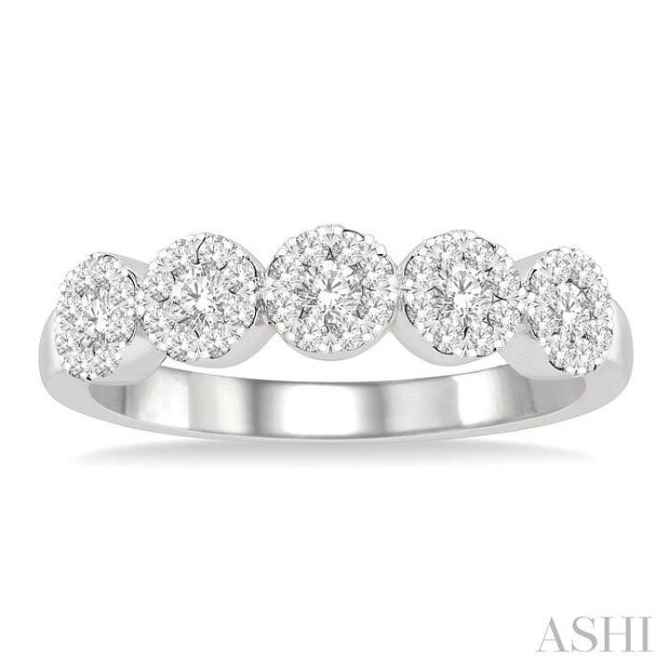 1/2 Ctw 5-Stone Lovebright Round Cut Diamond Ring in 14K White Gold
