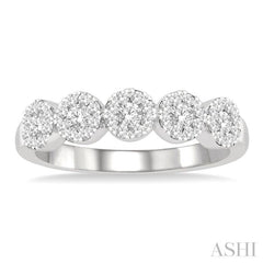 1/2 Ctw 5-Stone Lovebright Round Cut Diamond Ring in 14K White Gold