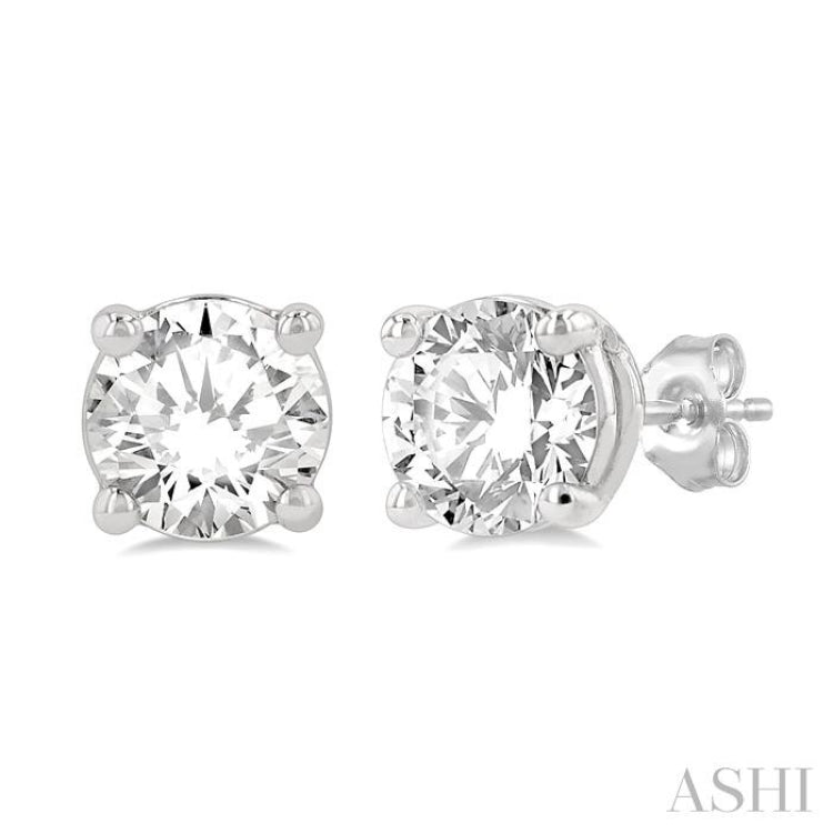 1 1/4 Ctw Round Cut Diamond Stud Earrings in 14K White Gold