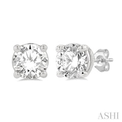 1 1/4 Ctw Round Cut Diamond Stud Earrings in 14K White Gold