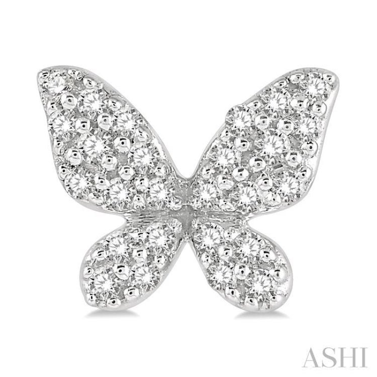 1/5 Ctw Butterfly Motif Round Cut Diamond Petite Fashion Earrings in 14K White Gold