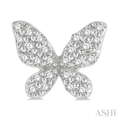 1/5 Ctw Butterfly Motif Round Cut Diamond Petite Fashion Earrings in 14K White Gold