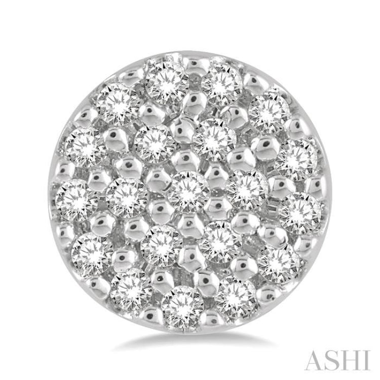 1/8 Ctw Disc Shape Round Cut Diamond Petite Fashion Earrings in 14K White Gold
