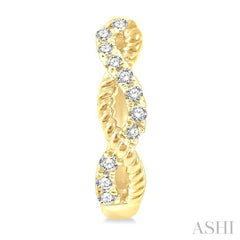 1/10 Ctw Split & Twisted Rope and Round Cut Diamond Huggie Petite Earrings in 14K Yellow Gold