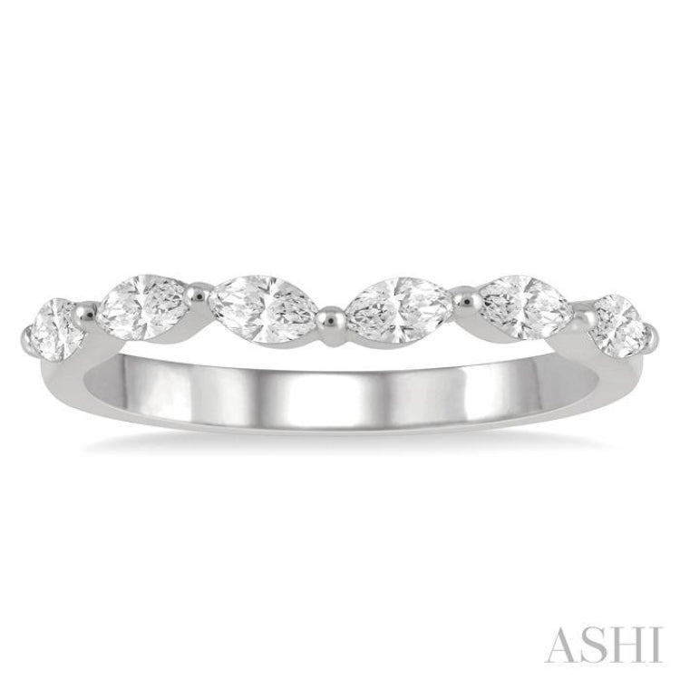 1/3 Ctw Marquise Cut Diamond Wedding Band in 14K White Gold