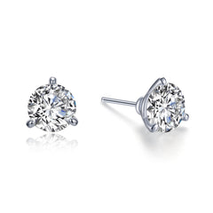 3 CTW 3 Prong Martini Stud Earrings