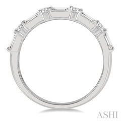 1 1/5 Ctw Double Baguette and Round Cut Diamond Fashion Band in 14K White Gold