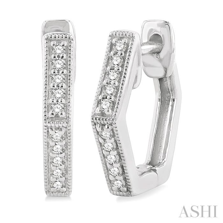 1/8 Ctw Petite Hexagon Round Cut Diamond Fashion Huggies in 10K White Gold