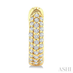 1/4 Ctw Petite Triple Row Round Cut Diamond Fashion Huggies in 10K Yellow Gold