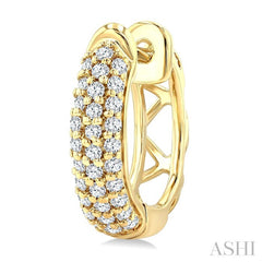1/4 Ctw Petite Triple Row Round Cut Diamond Fashion Huggies in 10K Yellow Gold
