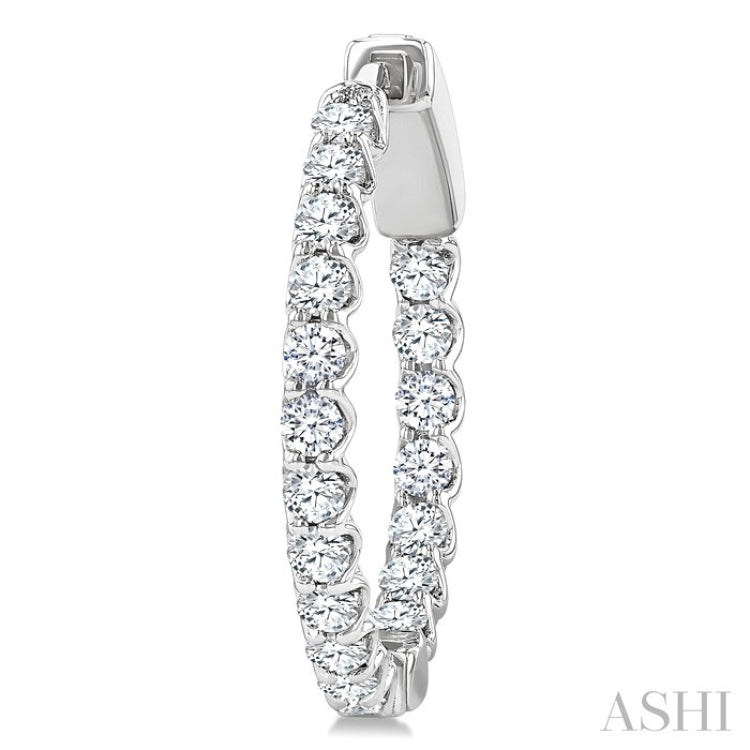 1 Ctw Inside-Out Round Cut Diamond Hoop Earrings in 14K White Gold