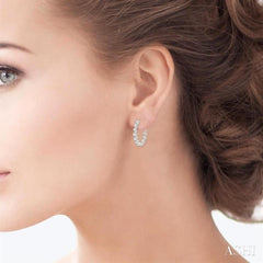 3 ctw Inside-Out Single Prong Set Round Cut Diamond Hoop Earrings in 14K White Gold