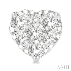 3/4 Ctw Heart Shape Lovebright Round Cut Diamond Stud Earrings in 14K White Gold