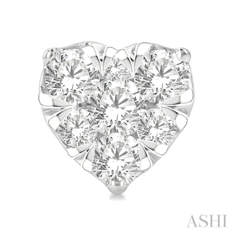 1/2 Ctw Heart Shape Lovebright Round Cut Diamond Stud Earrings in 14K White Gold
