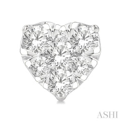 1/2 Ctw Heart Shape Lovebright Round Cut Diamond Stud Earrings in 14K White Gold