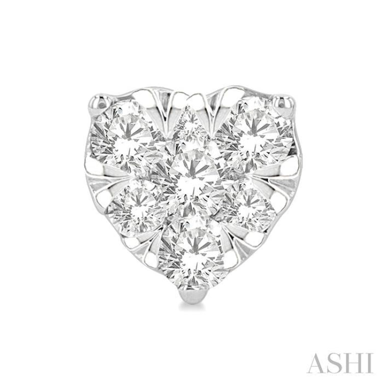 1/3 Ctw Heart Shape Lovebright Round Cut Diamond Stud Earrings in 14K White Gold