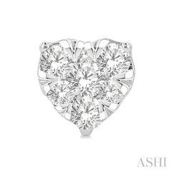 1/3 Ctw Heart Shape Lovebright Round Cut Diamond Stud Earrings in 14K White Gold