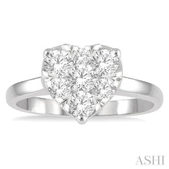 1 ctw Round Cut Diamond Heart Shape Lovebright Ring in 14K White Gold
