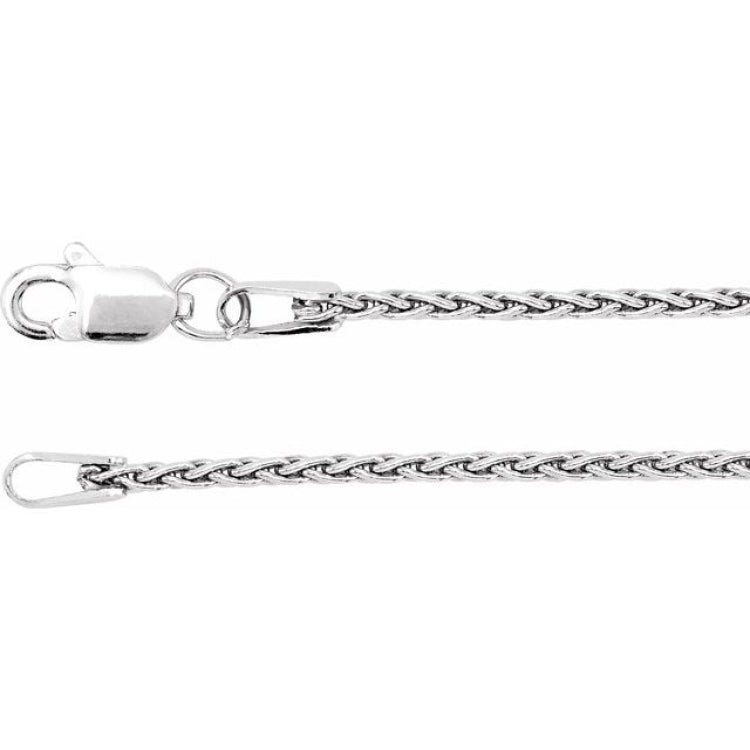 Rhodium-Plated Sterling Silver 1.25 mm Wheat 18" Chain
