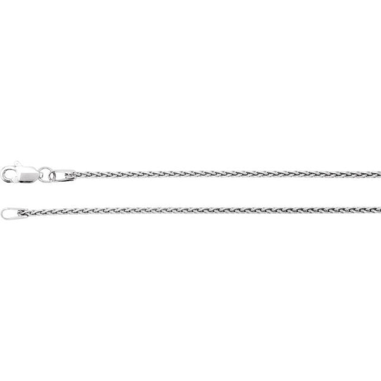 Rhodium-Plated Sterling Silver 1.25 mm Wheat 18" Chain