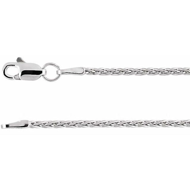 Rhodium-Plated Sterling Silver 1.5 mm Wheat 18" Chain