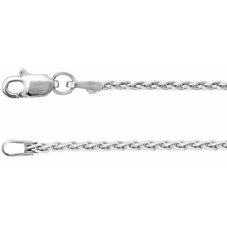 Rhodium-Plated Sterling Silver 1.5 mm Wheat 18" Chain