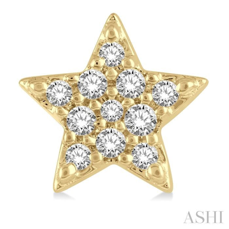 1/10 Ctw Star Round Cut Diamond Petite Fashion Earrings in 10K Yellow Gold