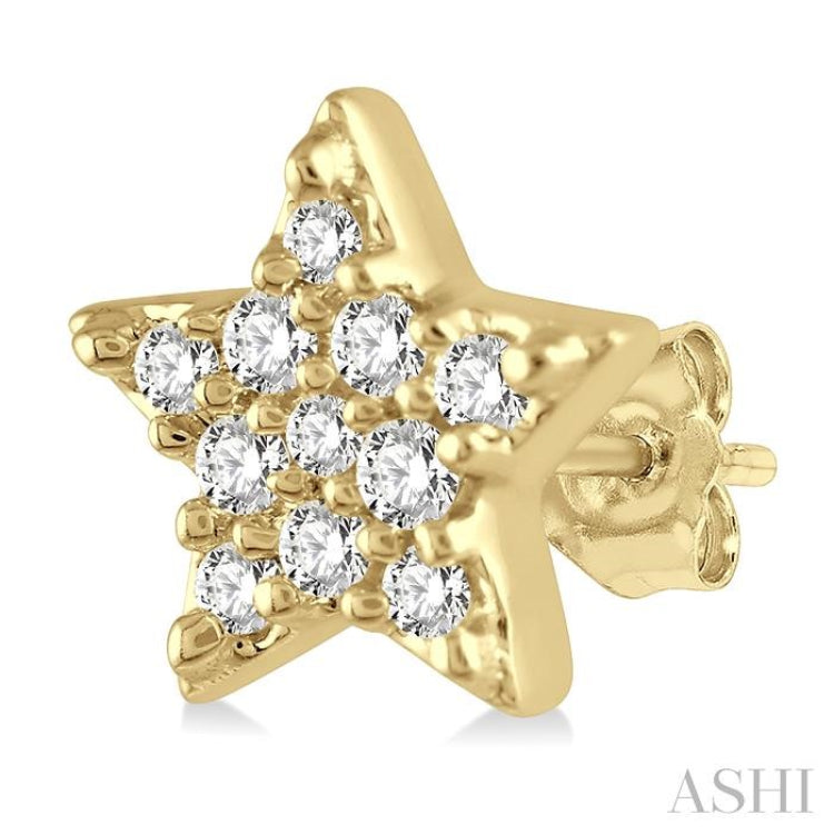1/10 Ctw Star Round Cut Diamond Petite Fashion Earrings in 10K Yellow Gold