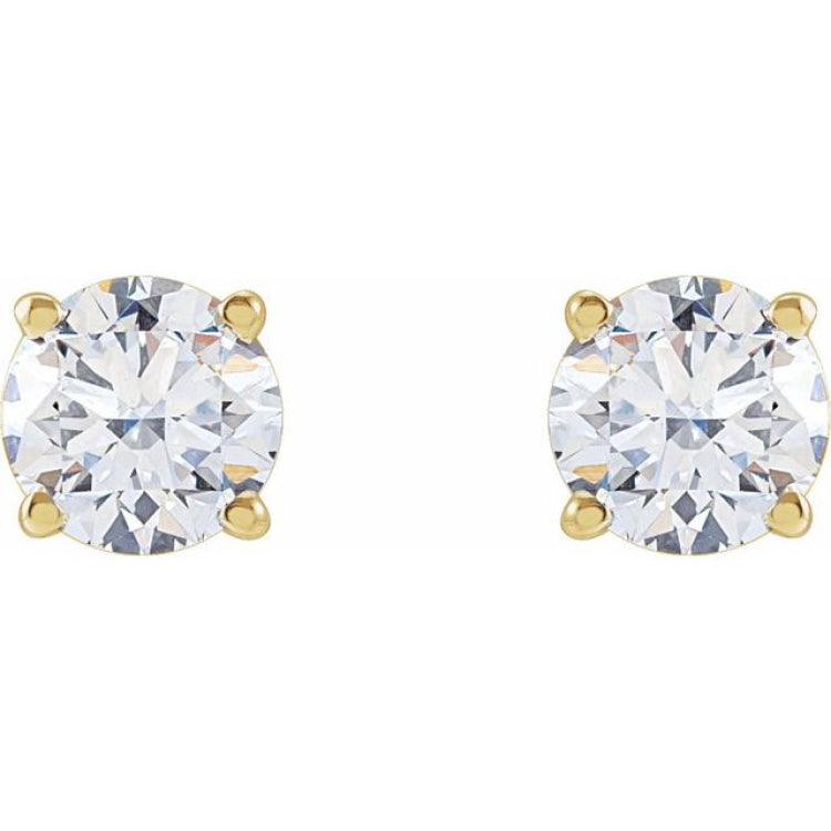 14K Yellow Gold 1 CTW Lab-Grown White Diamond Earrings