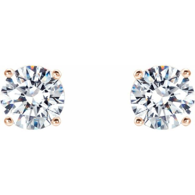 14K Rose 1/2 CTW Lab-Grown Diamond 4-Prong Stud Earrings